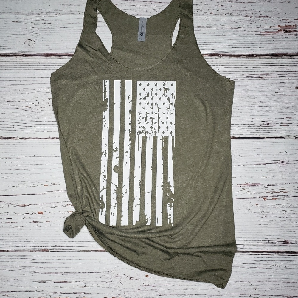 Distressed American Flag Racerback Graphic Tank